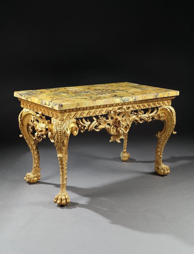 A GEORGE II GILTWOOD SIDE TABLE IN THE MANNER OF MATTHIAS LOCK | MasterArt